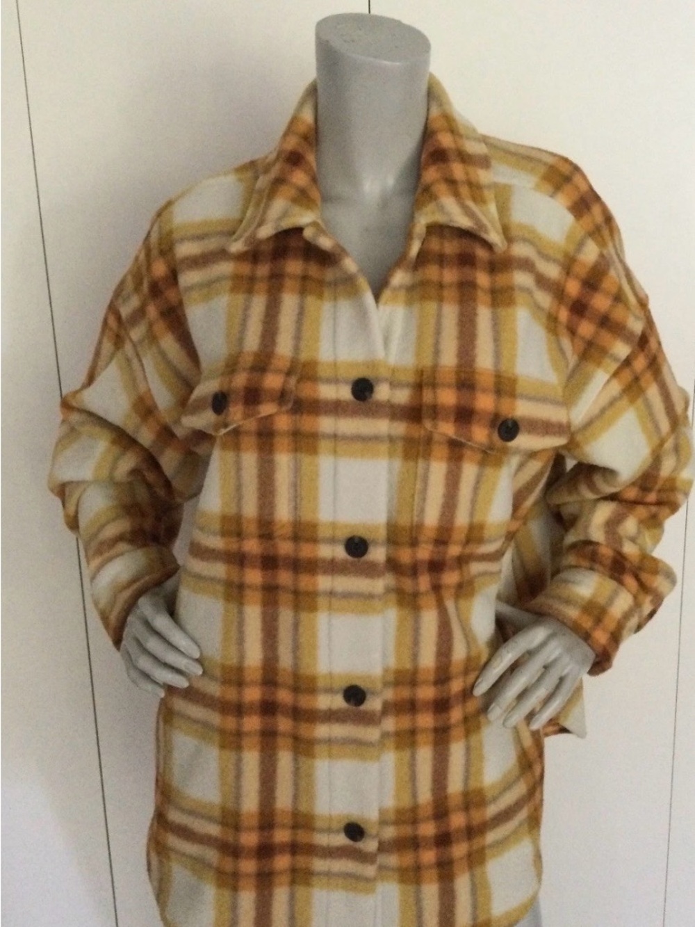 Alpine Designs Plaid Yellow & Cream Women's Button-Up Shacket